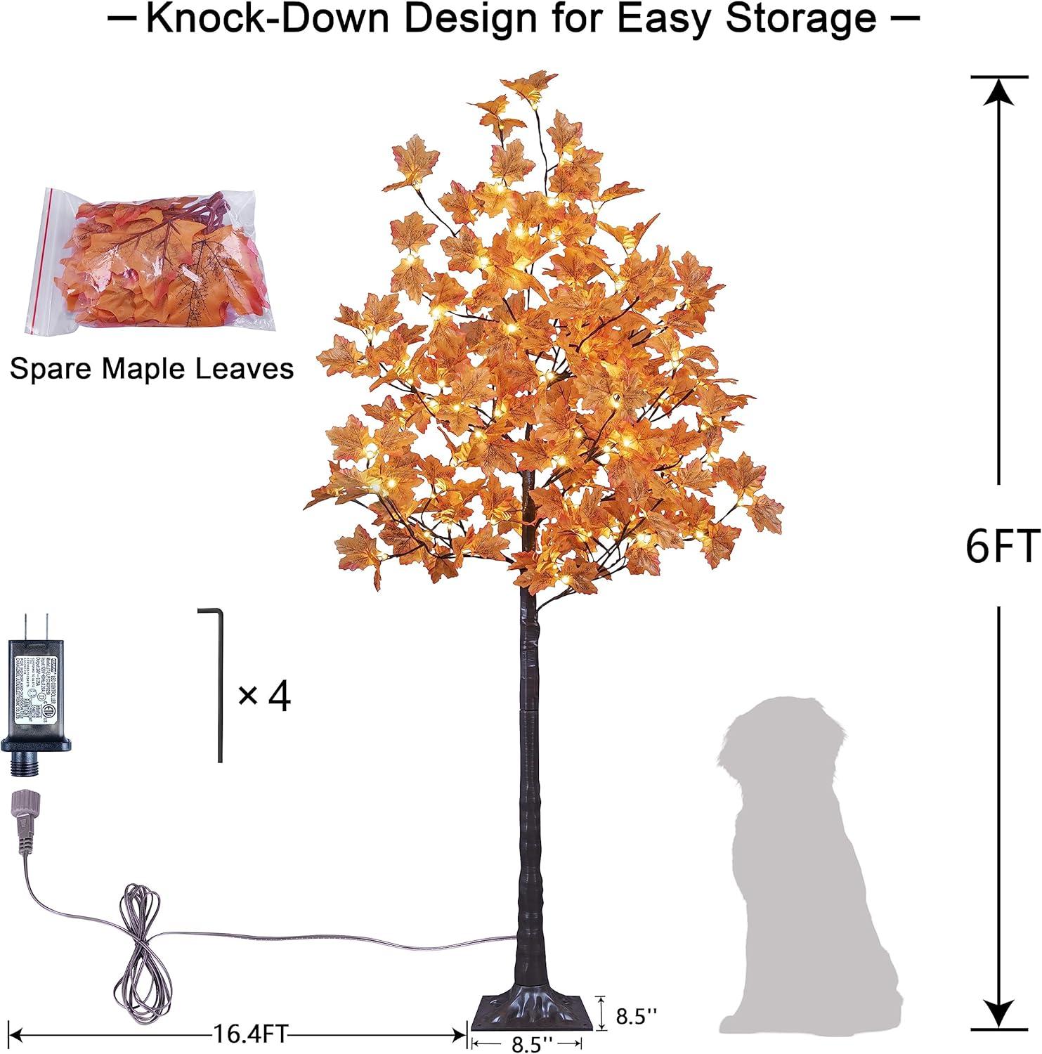 Lightshare 6 Feet Pre-Lit Maple Tree, 120 Warm White Lights