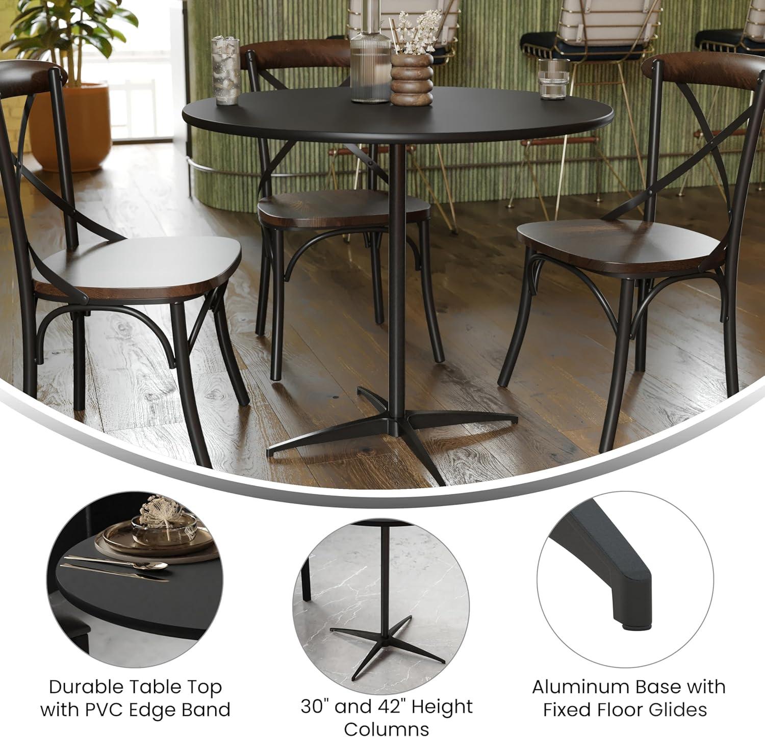 Flash Furniture Marrel Round Wood Cocktail Table with Columns by Flash Furniture