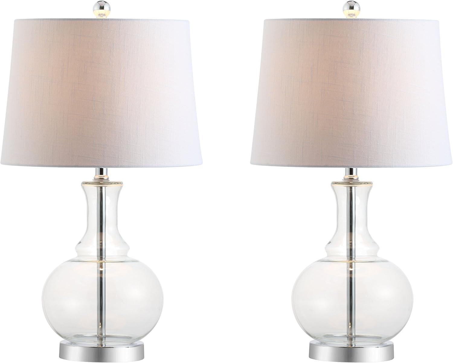 JONATHAN Y Lavelle 25" Glass LED Table Lamp, Mercury Silver/Brass Gold (Set of 2)