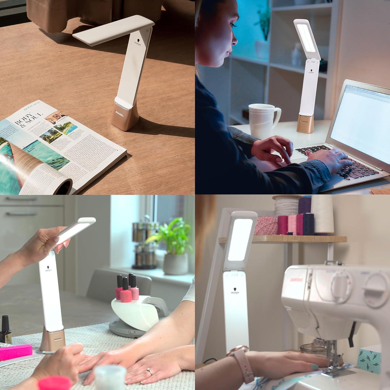 White Adjustable LED Portable Desk Lamp with USB Charging