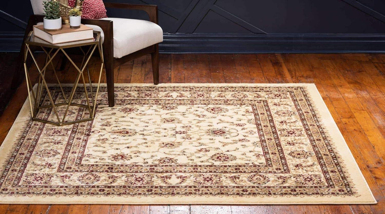 Unique Loom Voyage Collection Area Rug - St. Louis (5' 3" Square Cream/Brown)