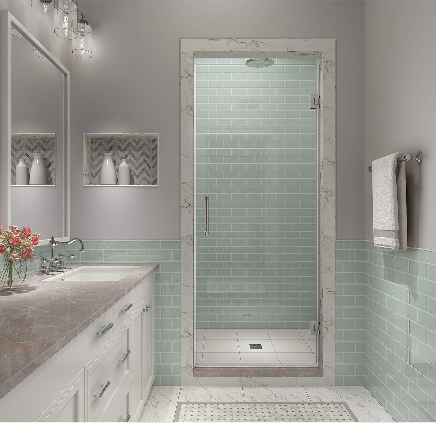 Aston Sdr997ez-33580 Kinkade Xl 80" High X 33-1/2" Wide Hinged Frameless Shower Door -