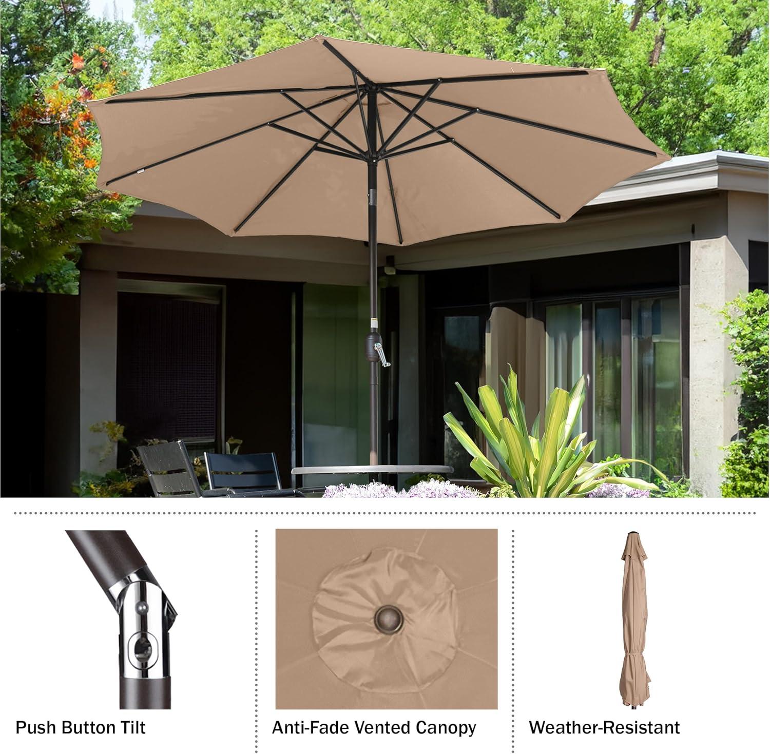 Villacera 83-OUT5442 9 ft. Outdoor Patio Umbrella with 8 Ribs - Beige