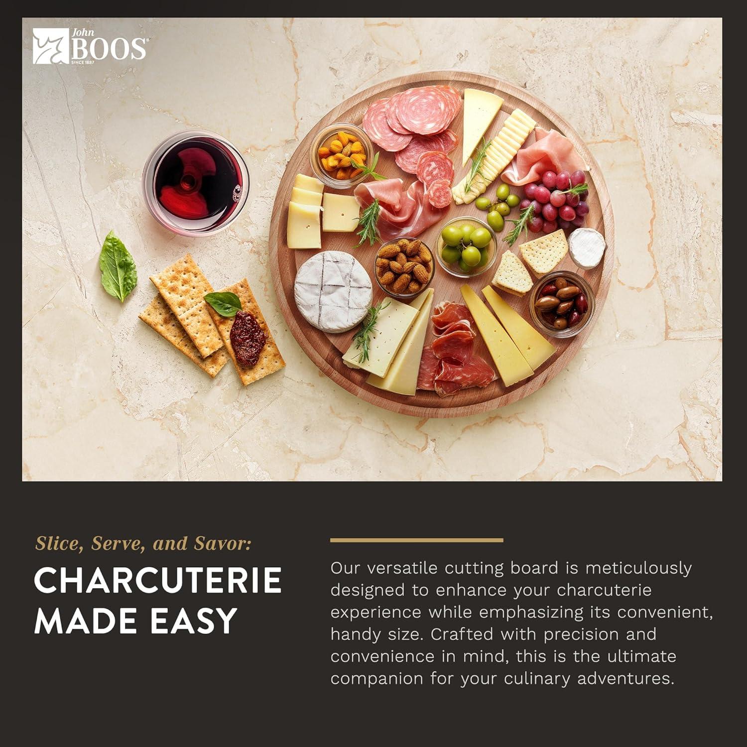 John Boos Chef's Collection Round Maple Cutting Board with Groove