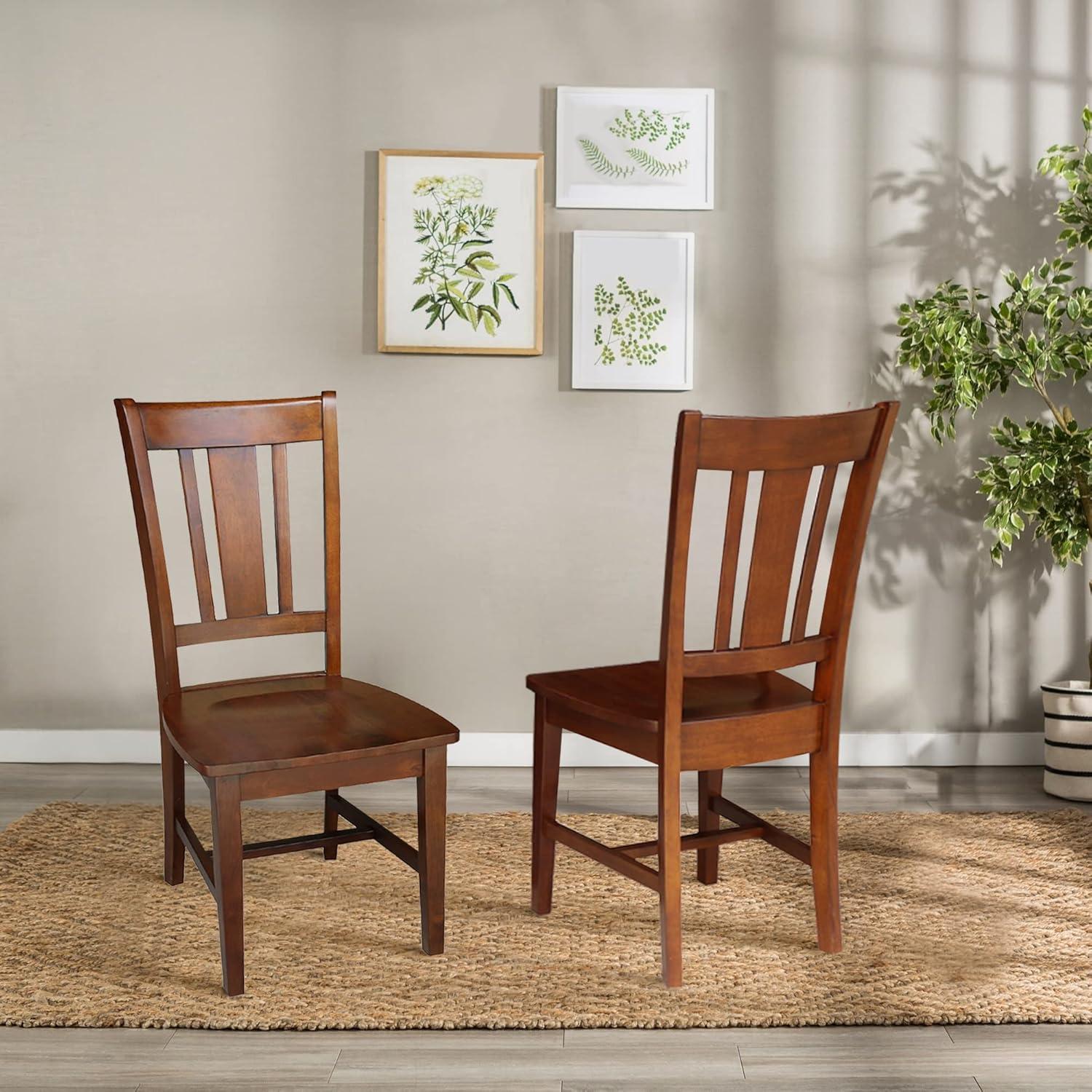 Espresso High Slat Back Wood Side Chair