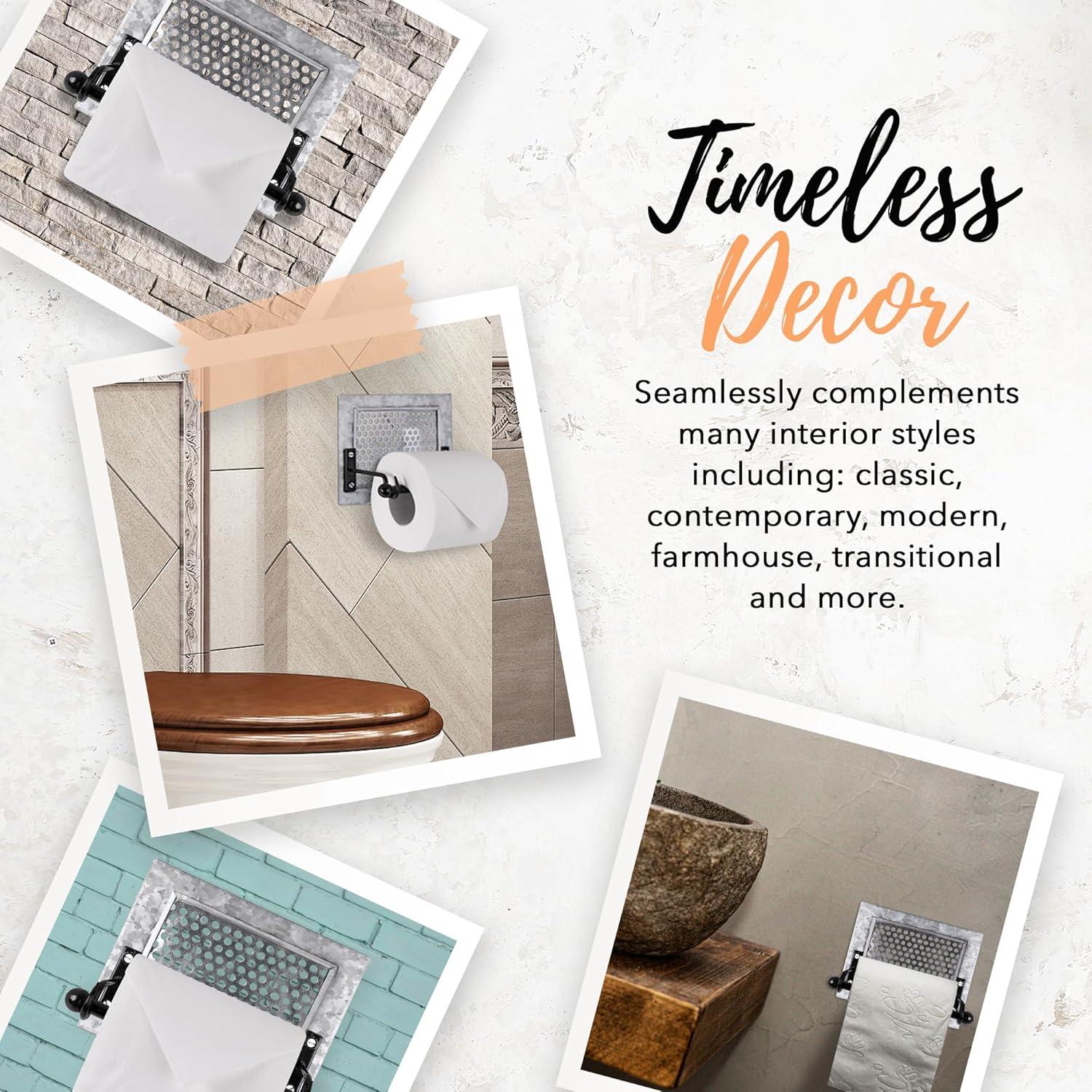 Wall Mount Rustic Toilet Paper Holder with Hole Punch Detail