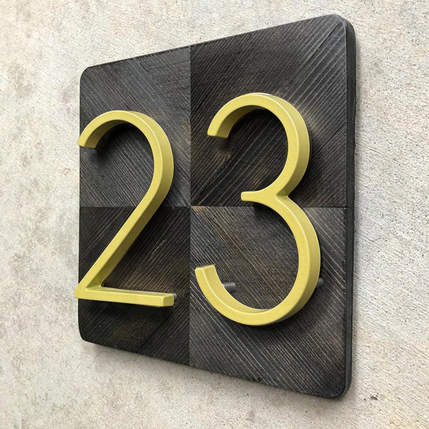 HASWARE House Number 3 inch (7.5 cm) Self Adhesive Letters Apartment Door Numbers Street Address Plaque Home Stylish Decor, Acrylic(7, Golden)