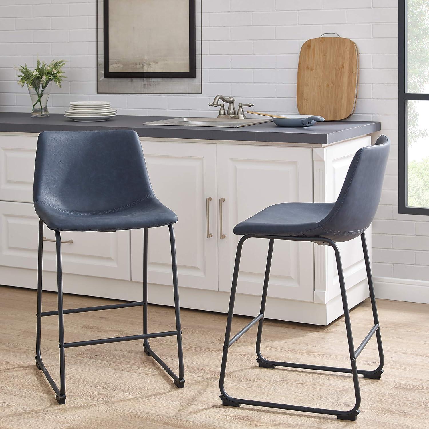 Dayton Urban Industrial Gray Faux Leather Dining Chair, Set of 2