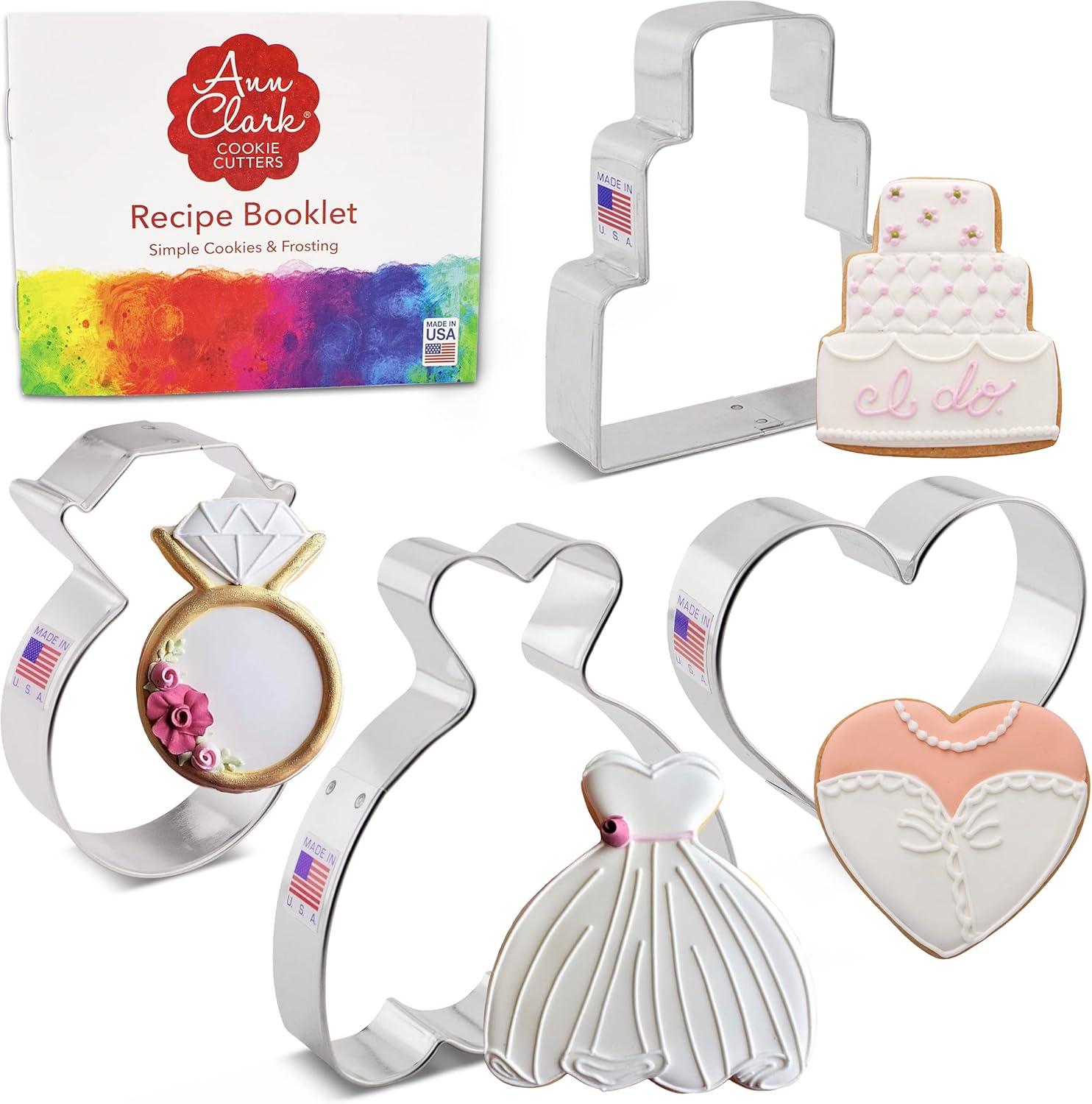 Wedding Dress, Cake, Heart, Diamond Metal Cookie Cutter Set