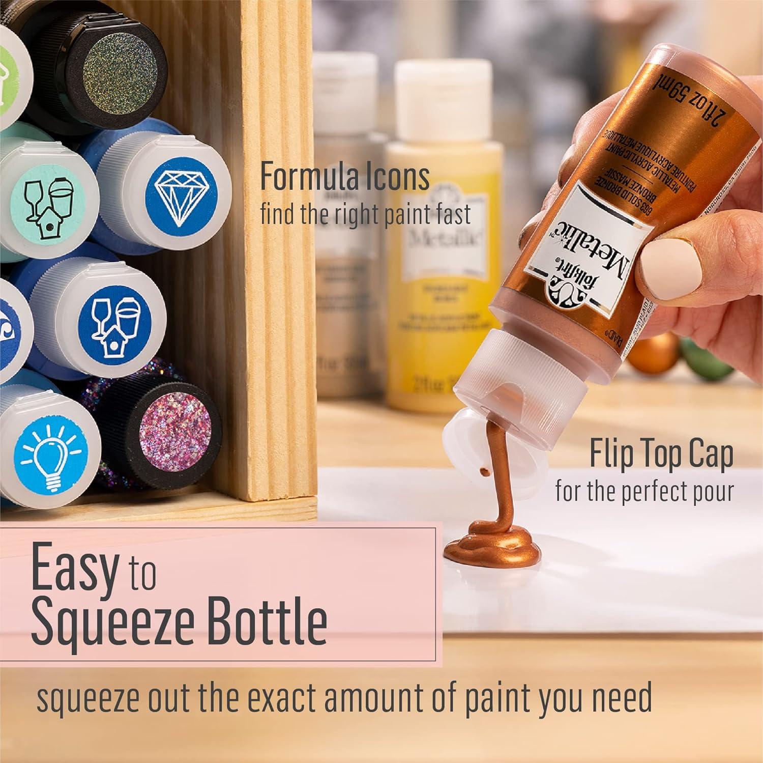 FolkArt Metallic Acrylic Craft Paint, Metallic Finish, Pure Gold, 8 fl oz