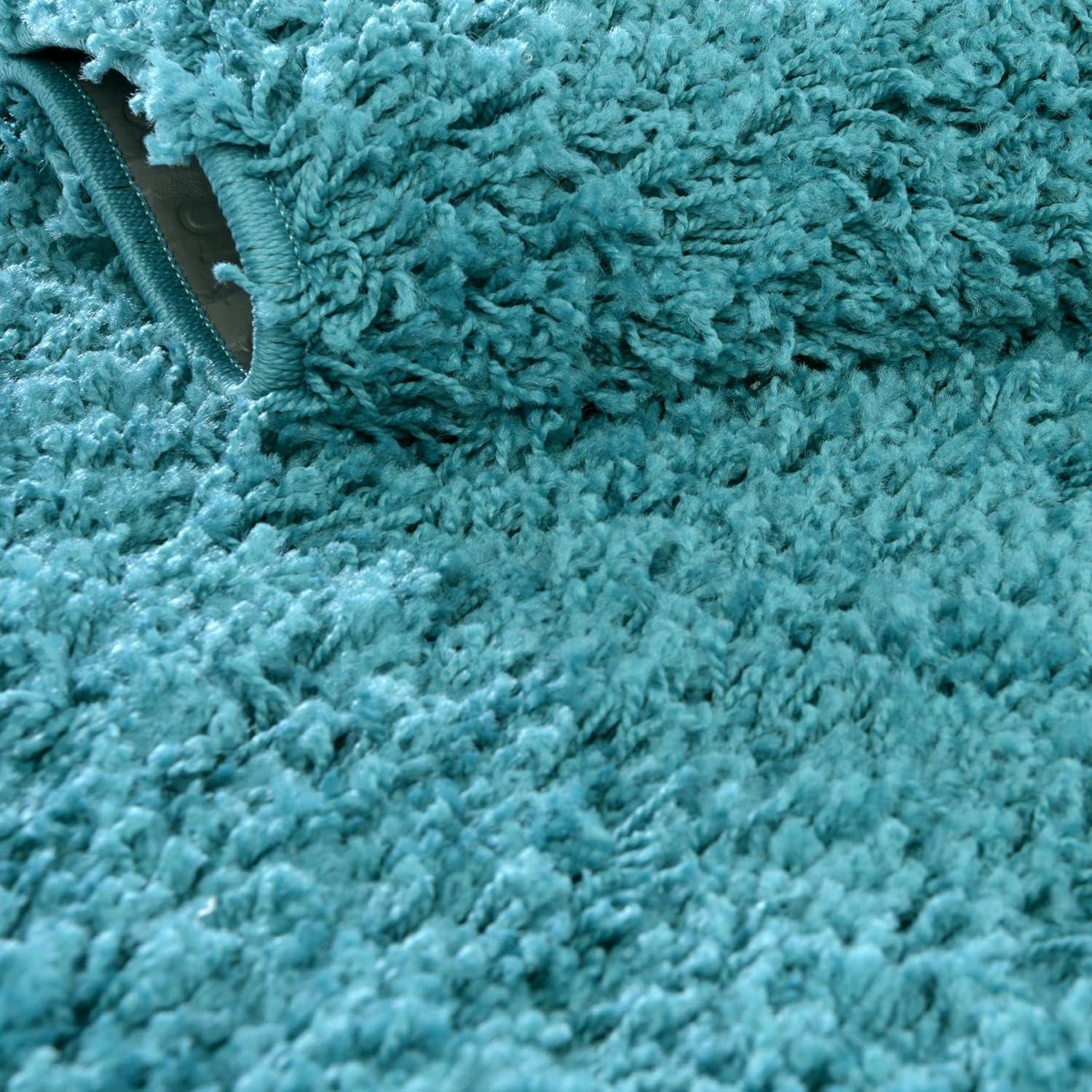 Deep Aqua Blue 5' x 8' Solid Shag Rug