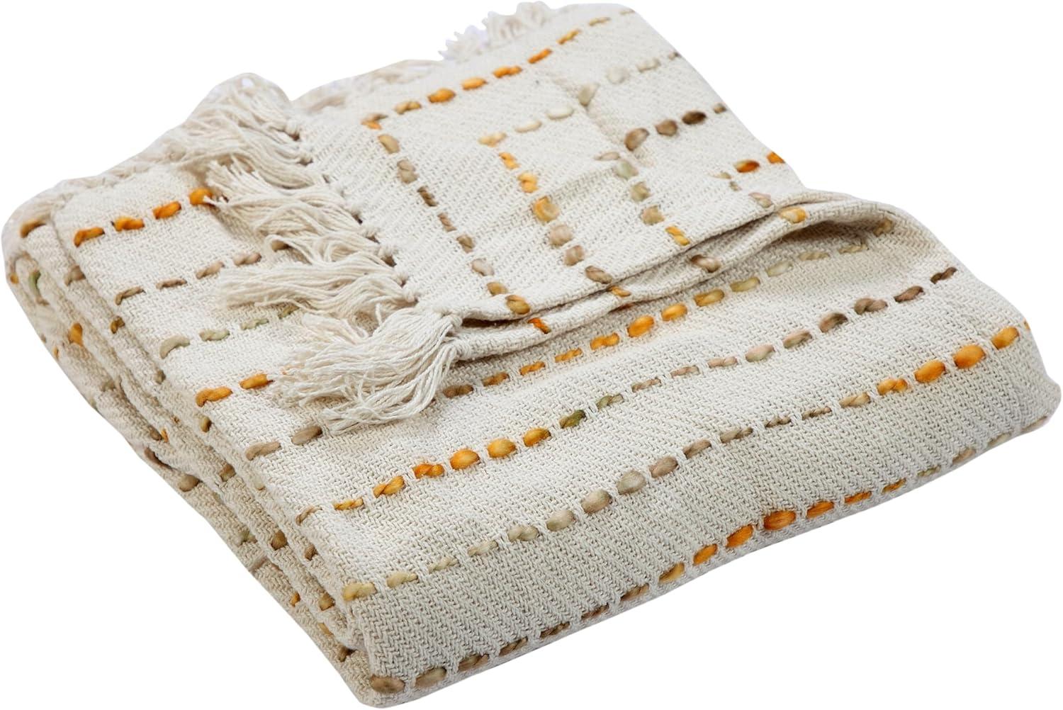 Rajani Home Deep Ombre Striped Handmade Woven Throw Blanket with Fringe
