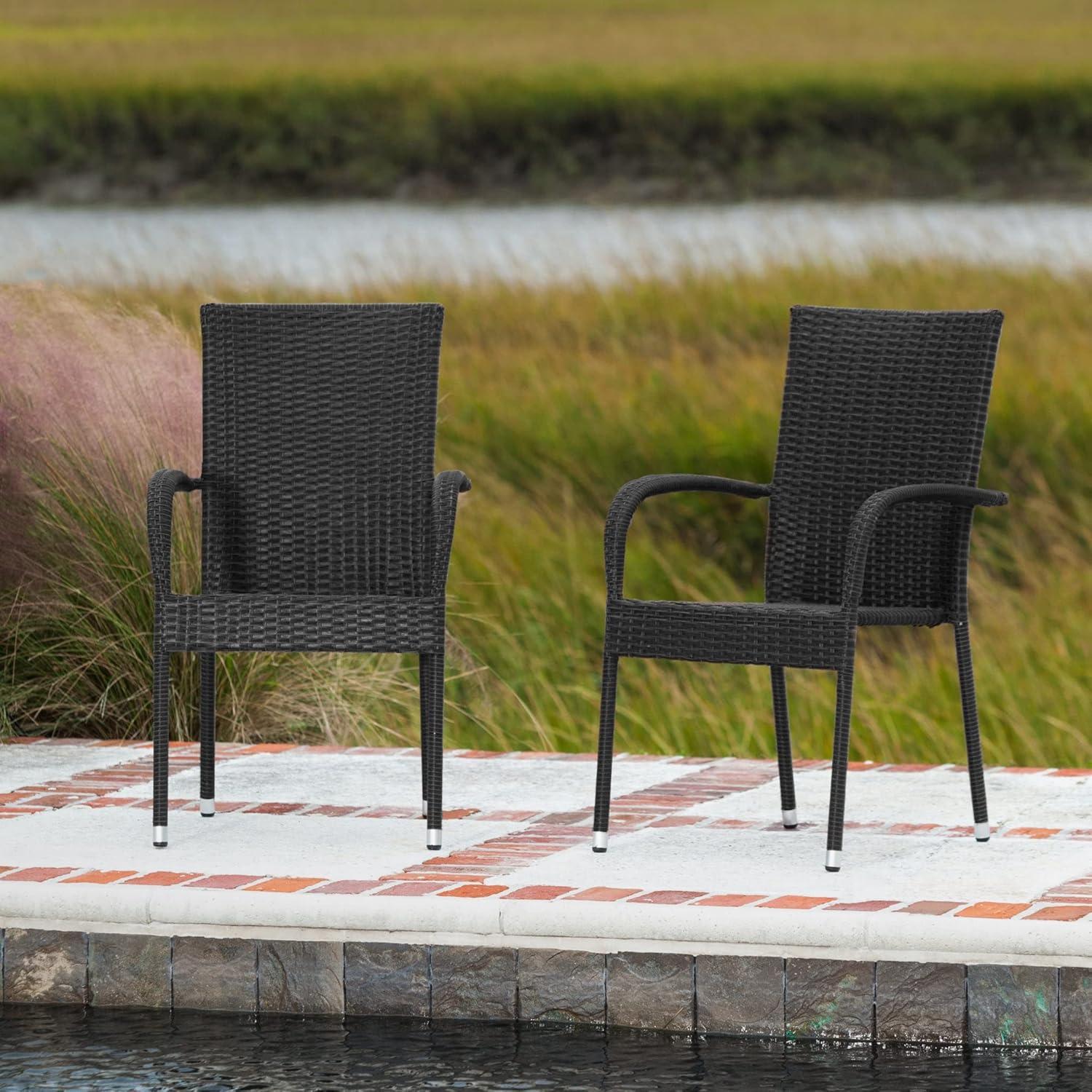 Balkene Home Morgan Outdoor Wicker Chair - Set of 4 - Black