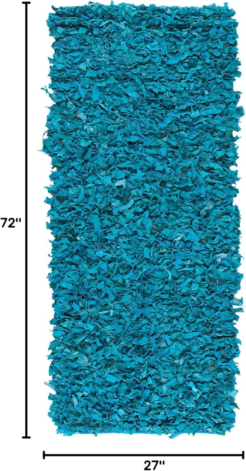 SAFAVIEH Mariam Leather Shag Area Rug, White, 2'3" x 4'