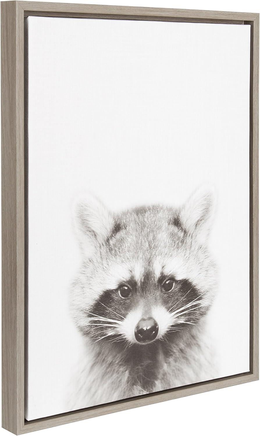 Raccoon Framed Kids' Canvas Art Gray (24"x18") - Uniek