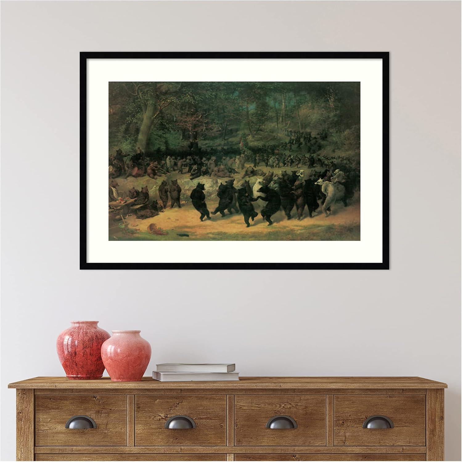 The Bear Dance Traditional Black Wood Framed Print