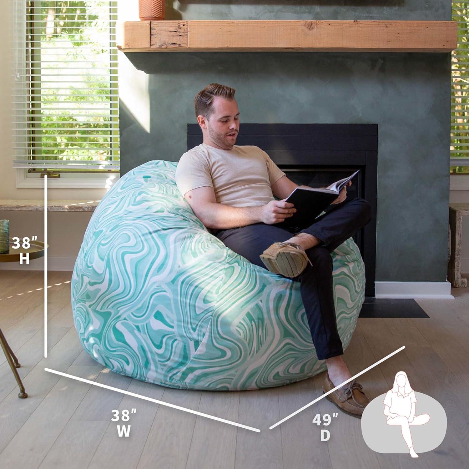 Big Joe Large 4 Foot Foam Filled Bean Bag Chair with Soft Removeable Cover