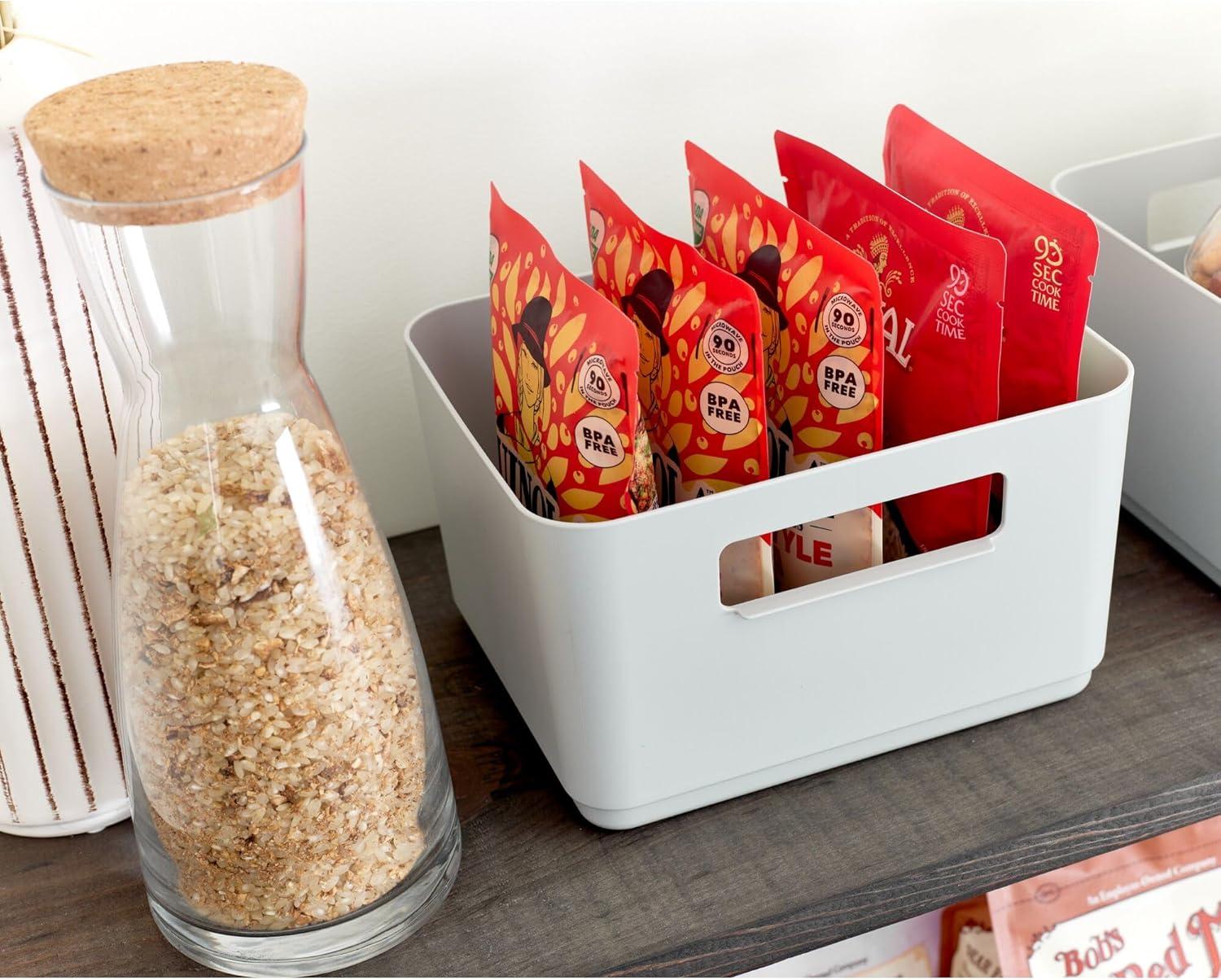 iDesign iDesign Plastic Pantry Storage Bin with Handles for Kitchen Organization - Set of 2 - Gray