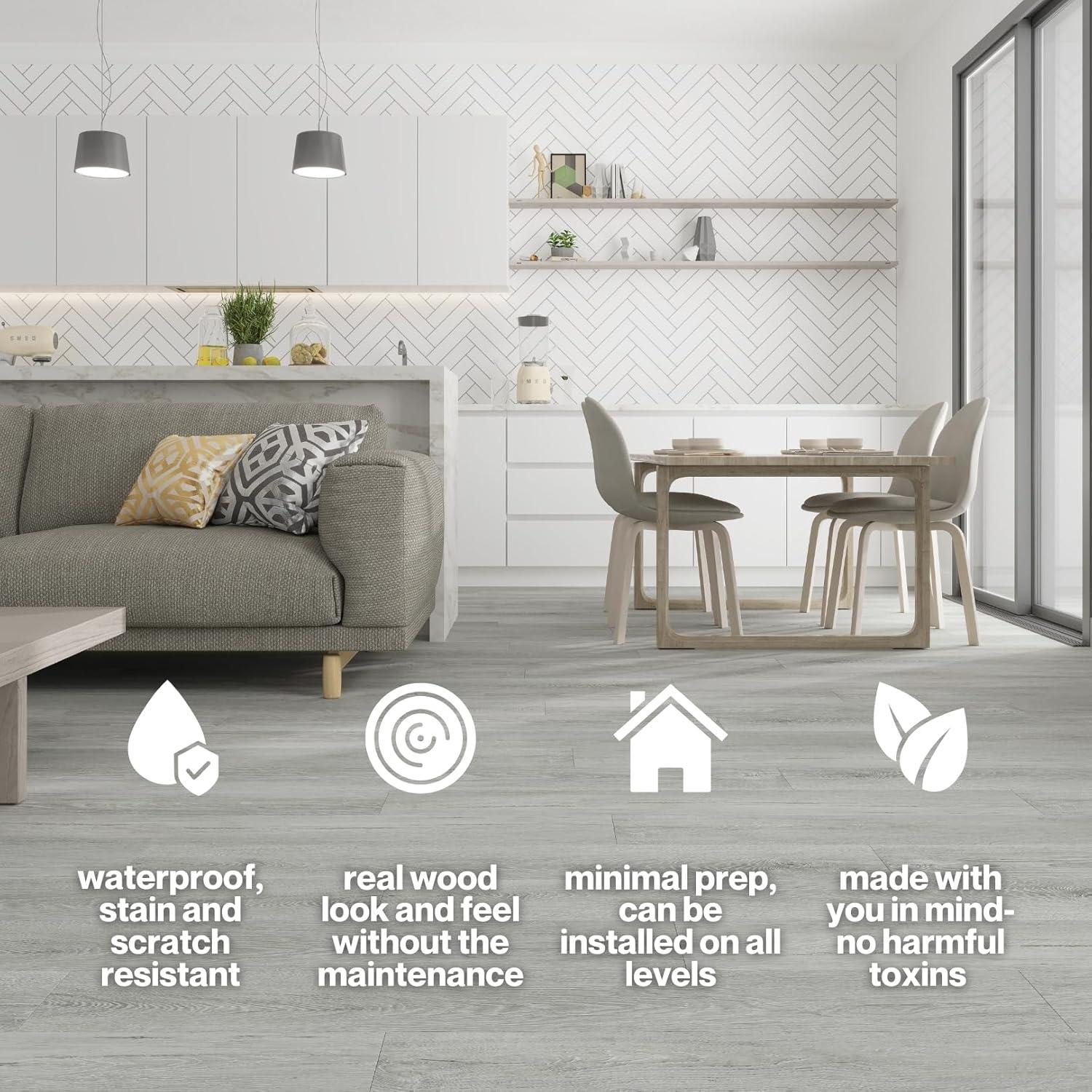 MaxCore Pro 20mil x 7.3" W x 48" L Click Lock Luxury Vinyl Plank Flooring