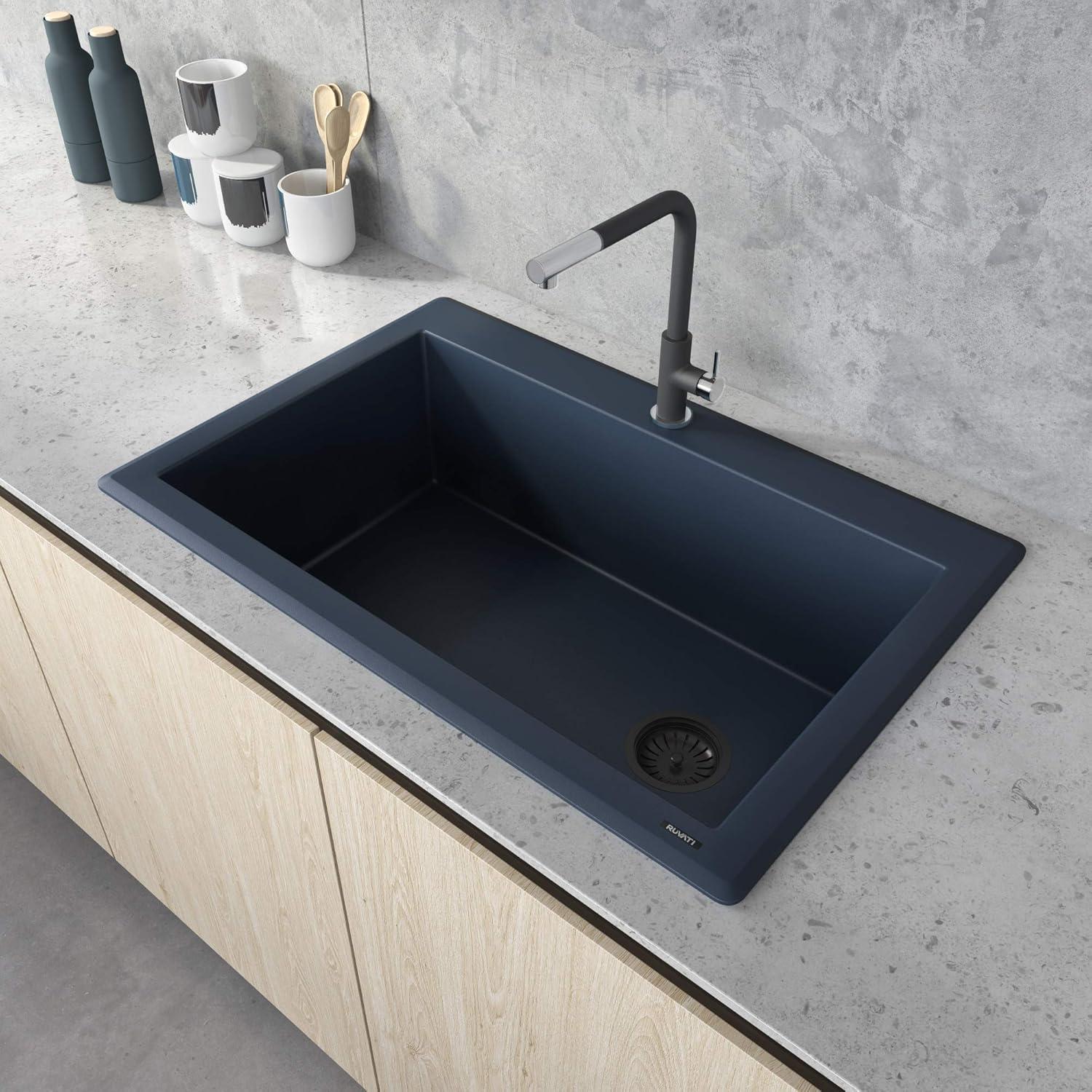 Ruvati 33 x 22 inch Granite Composite Drop-in Topmount Single Bowl Kitchen Sink