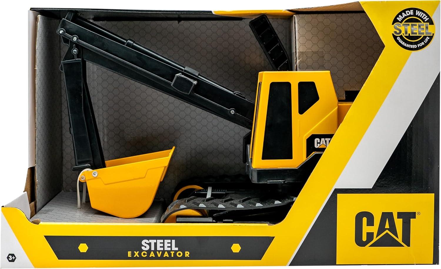 Heavy-Duty Yellow and Black Steel Excavator Toy