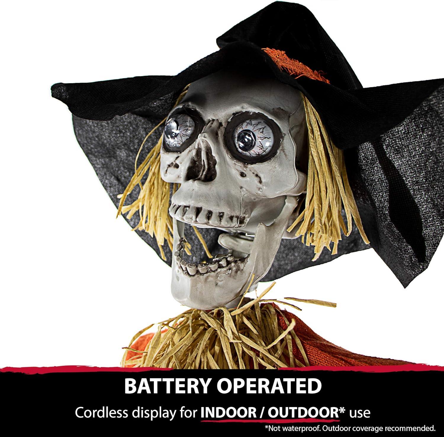 Haunted Hill Farm Haunted Hill Farm 15-ft. Animatronic Scarecrow for covered outdoor Halloween decoration