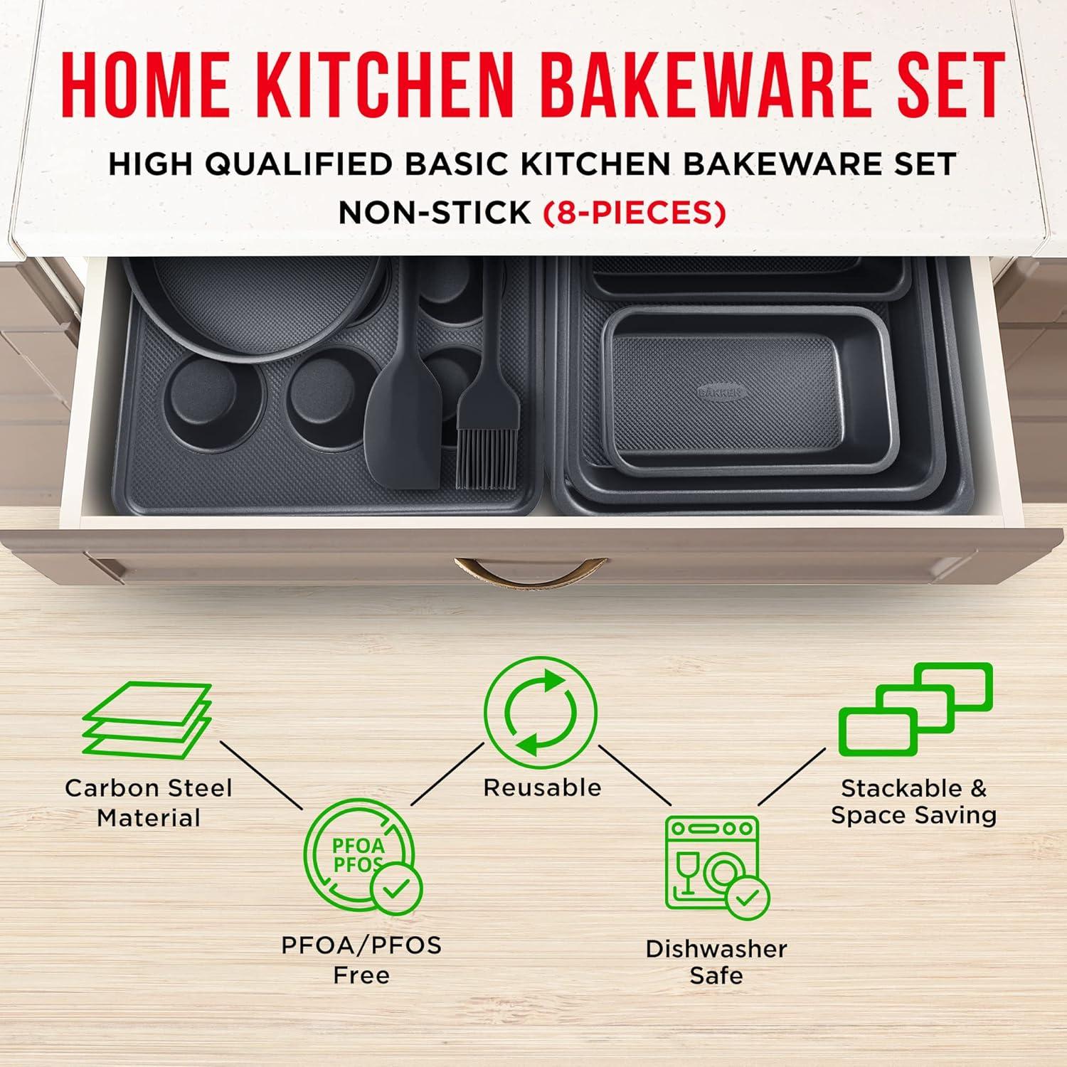 Lifemaster Bakken- Swiss 8 Piece Non-Stick Steel Bakeware Set