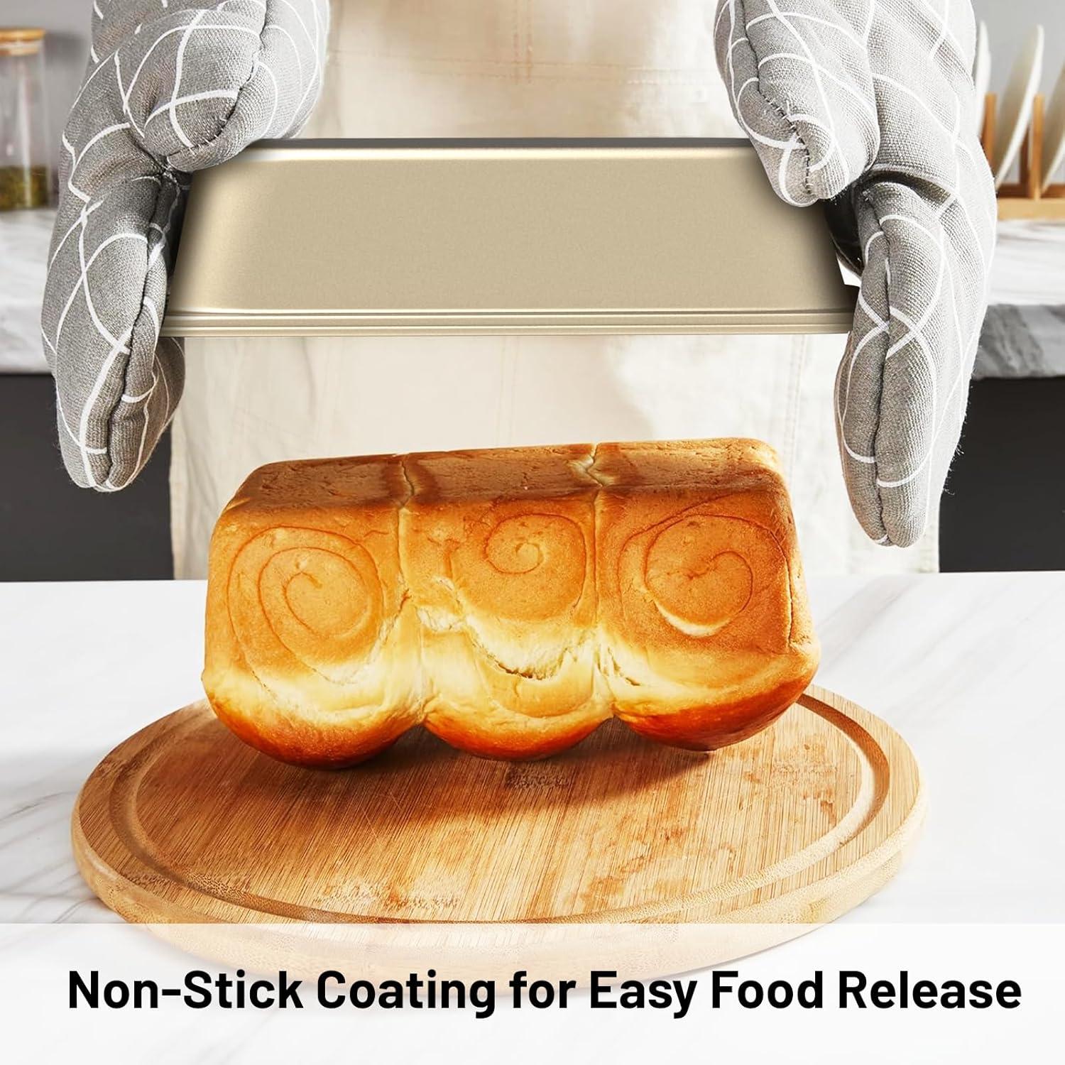 Baking Pans Set, 5-Piece Nonstick Bakeware Sets with Round/Square Cake Pan, Muffin Loaf Roast Pan, Baking Sheets for Oven, Kitchen Cookware Sets Baking Tray Baking Supplies, Gold