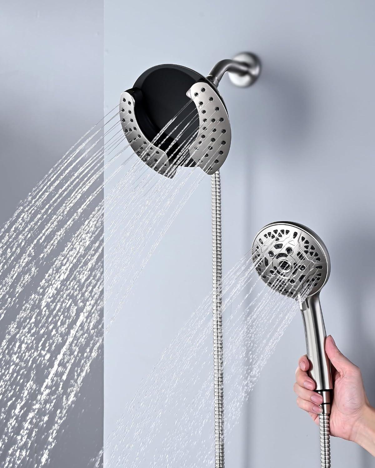 Shower Heads with Handheld Spray Combo: 7.2" Rain Shower Head & Handheld Shower Head 2-IN-1