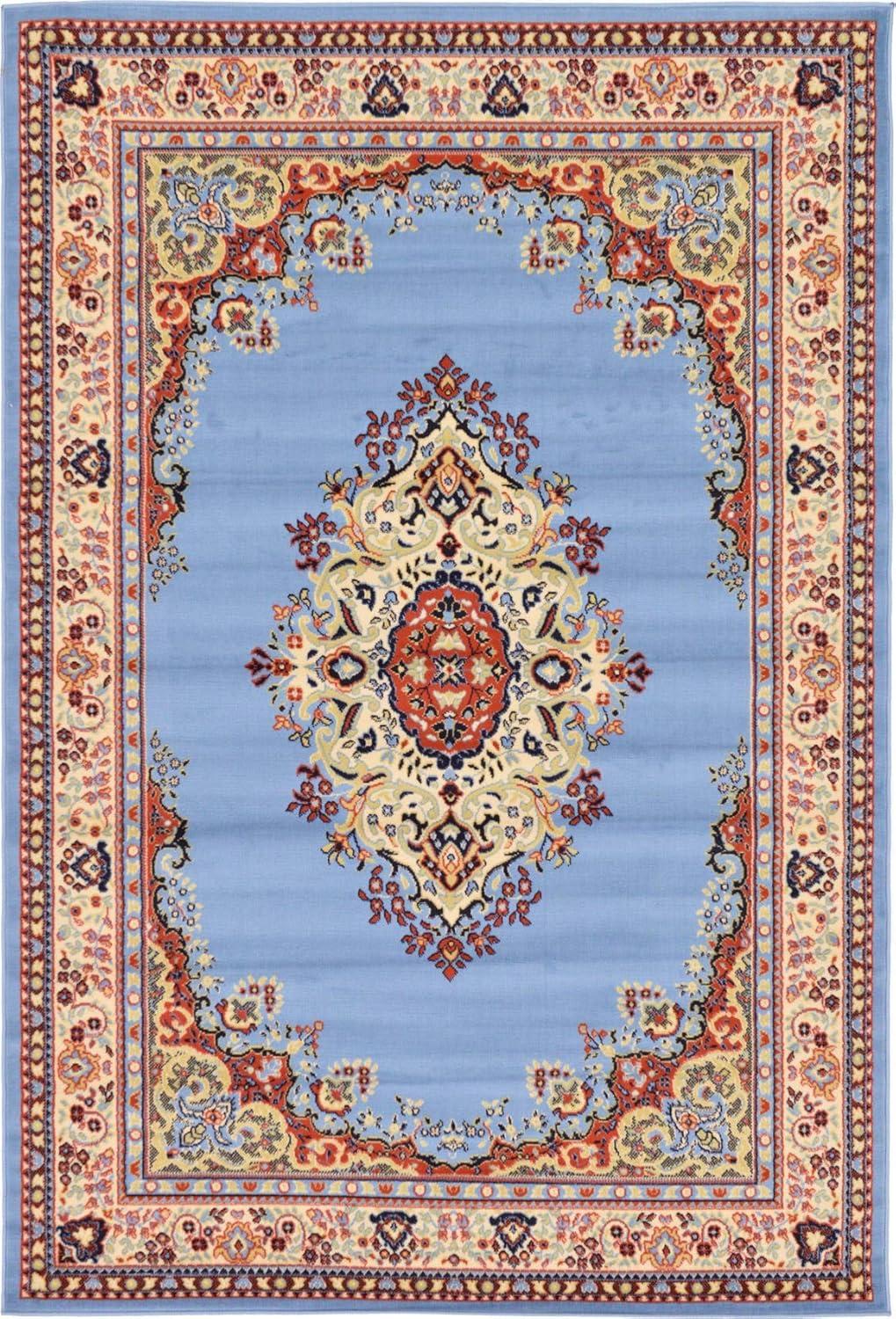 Unique Loom Reza Collection Area Rug - Washington (6' 1" x 9' Rectangle Light Blue/Cream)