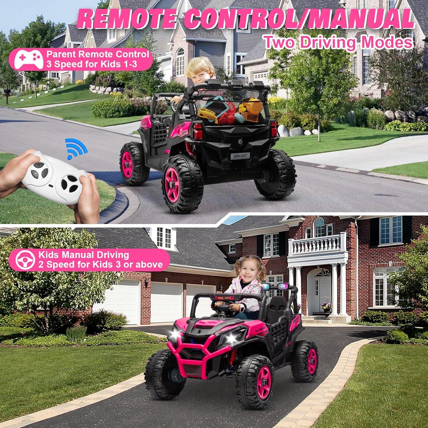 Pink 24V 2-Seater Ride-On UTV with Remote Control