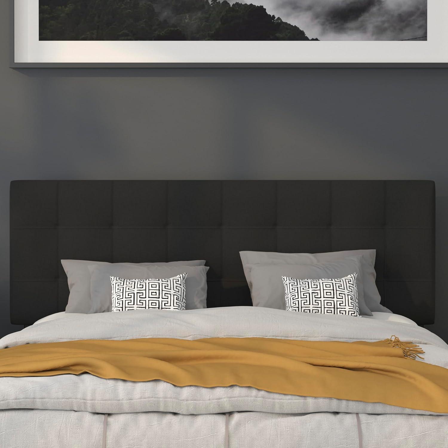 Flash Furniture Bedford Tufted Upholstered Queen Size Headboard in Black Fabric
