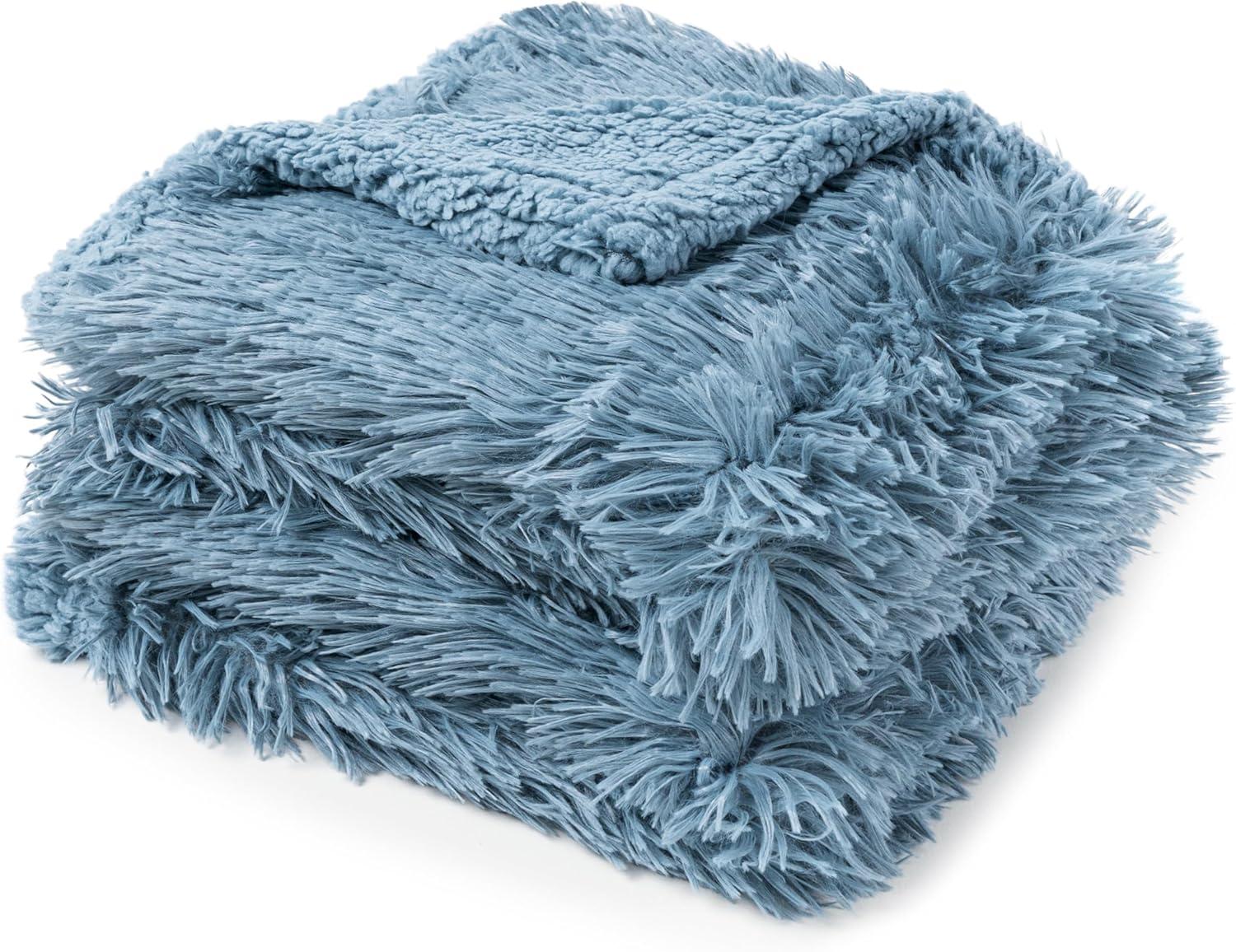 PetAmi Waterproof Dog Blanket For Small Medium Dog, Puppy Pet Blanket Couch Cover Protection, Sherpa Fleece Fuzzy Cat Blanket Throw Sofa Bed Furniture Protector Reversible Soft, 29x40 Dusty Light Blue