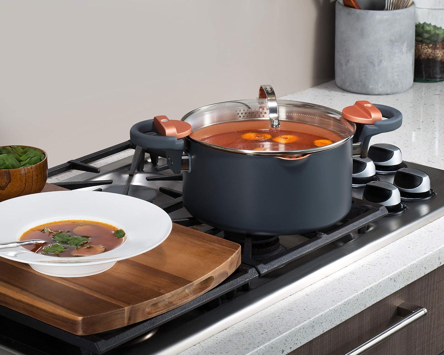 Gotham Steel Gotham Steel Stock Multipurpose Pasta Pot with Strainer Lid & Twist and Lock Handles