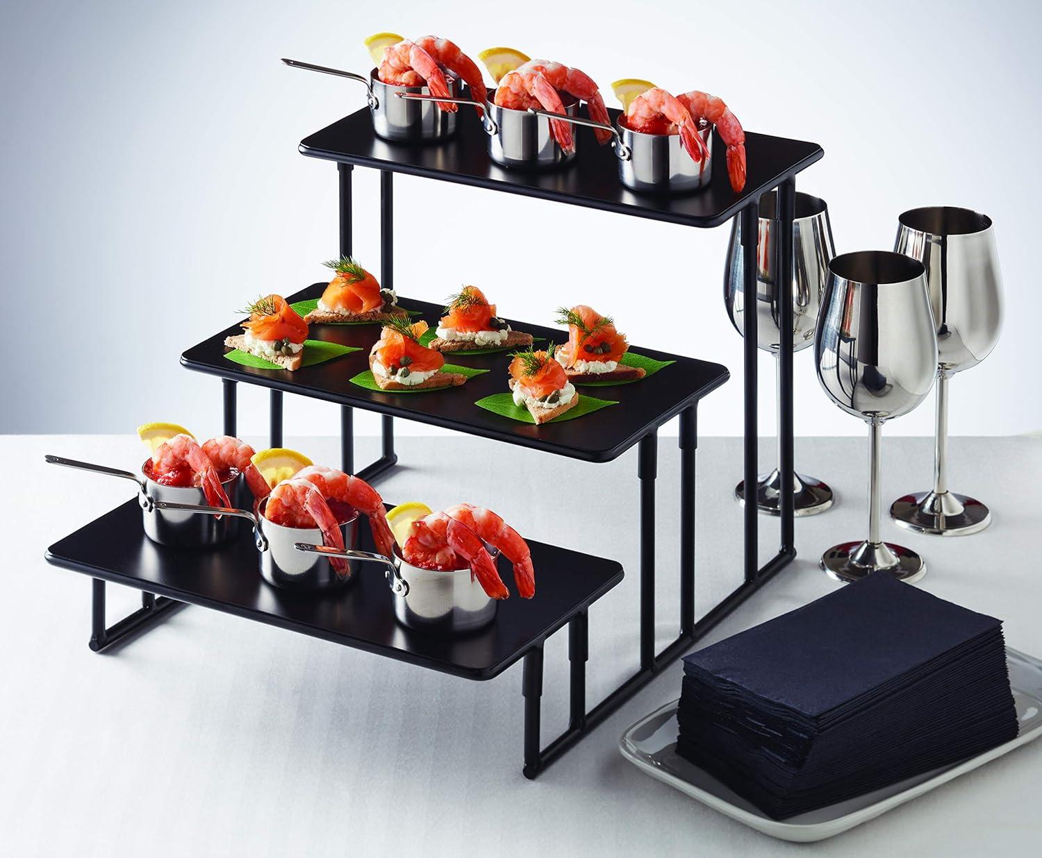 Black Metal Rectangular Three-Tier Display Stand