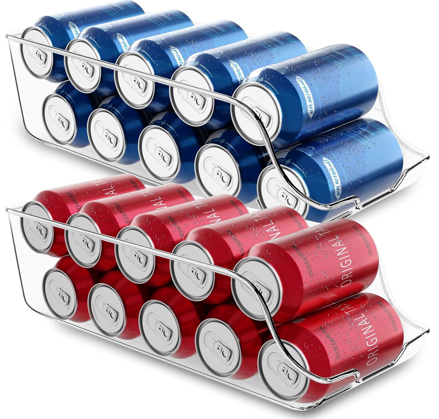 Can Organizer For Pantry (Pack of 2) - Soda Can Storage Organizer Pantry, Fridge & Freezer Organization - Holds Food & Soup Can (Clear)