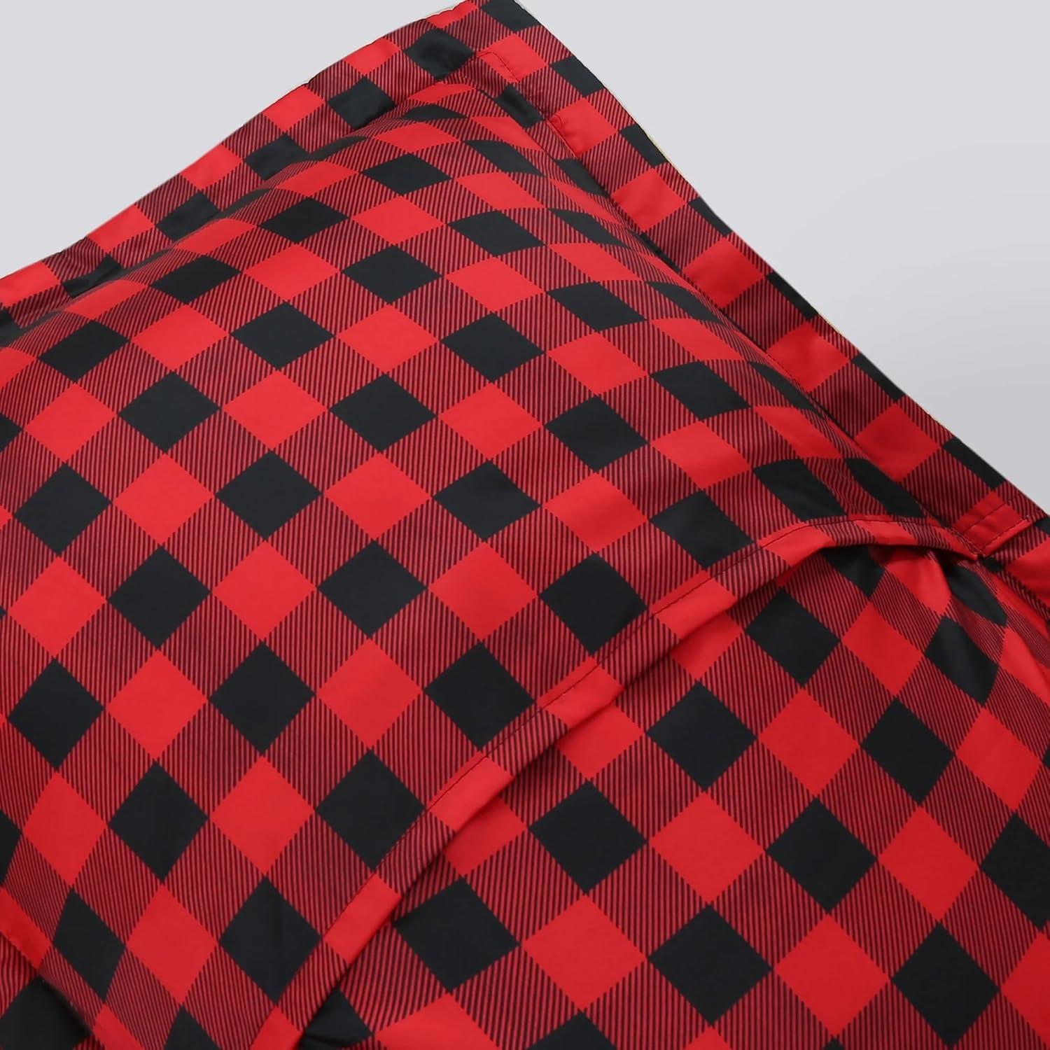 Red and Black Plaid Polyester King Pillow Sham