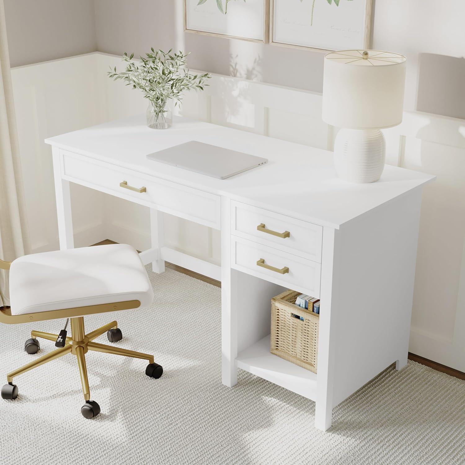 Martha Stewart Martha Stewart Hutton Shaker Style Home Office Desk With 2 Side Drawers