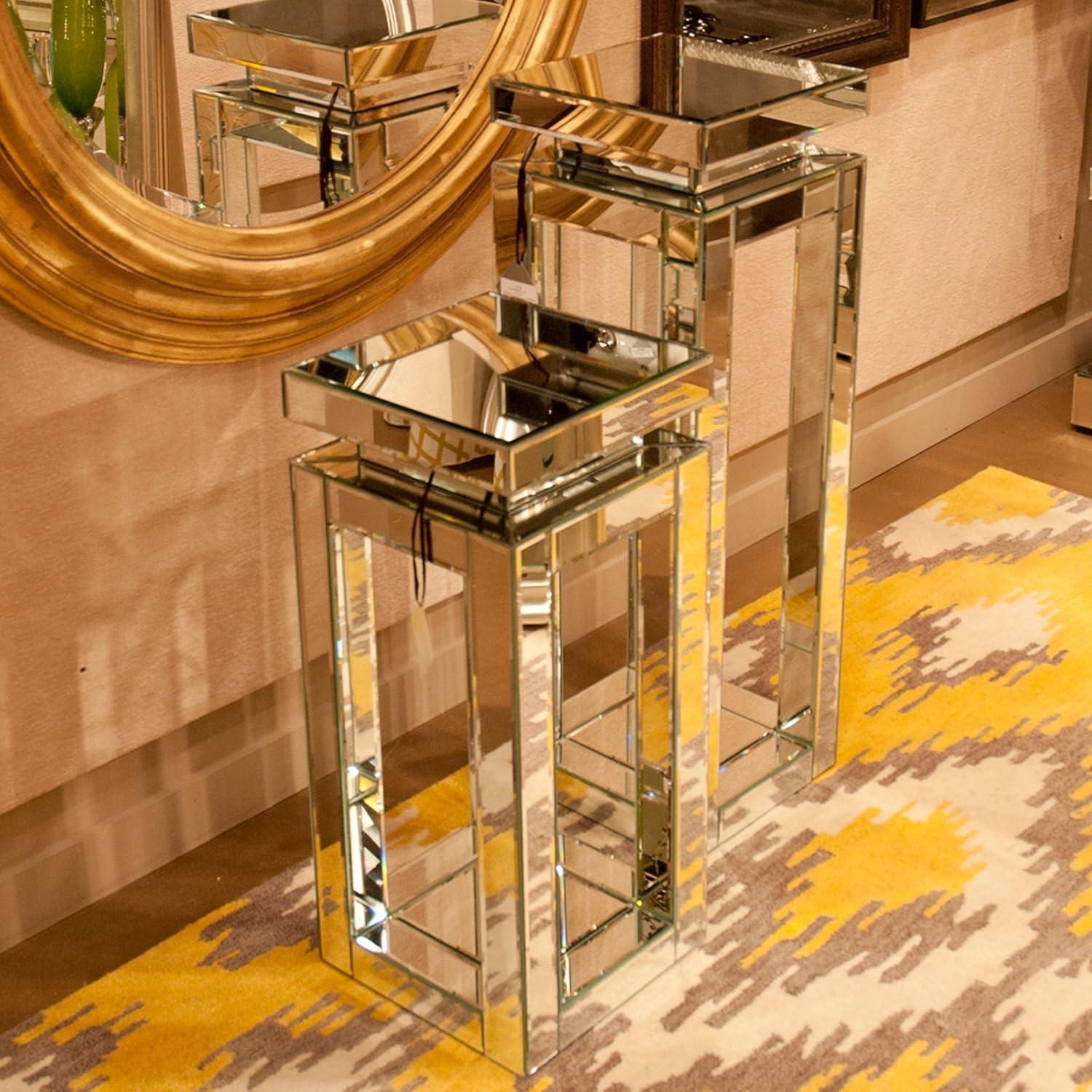 Howard Elliott Mirrored Pedestal Table