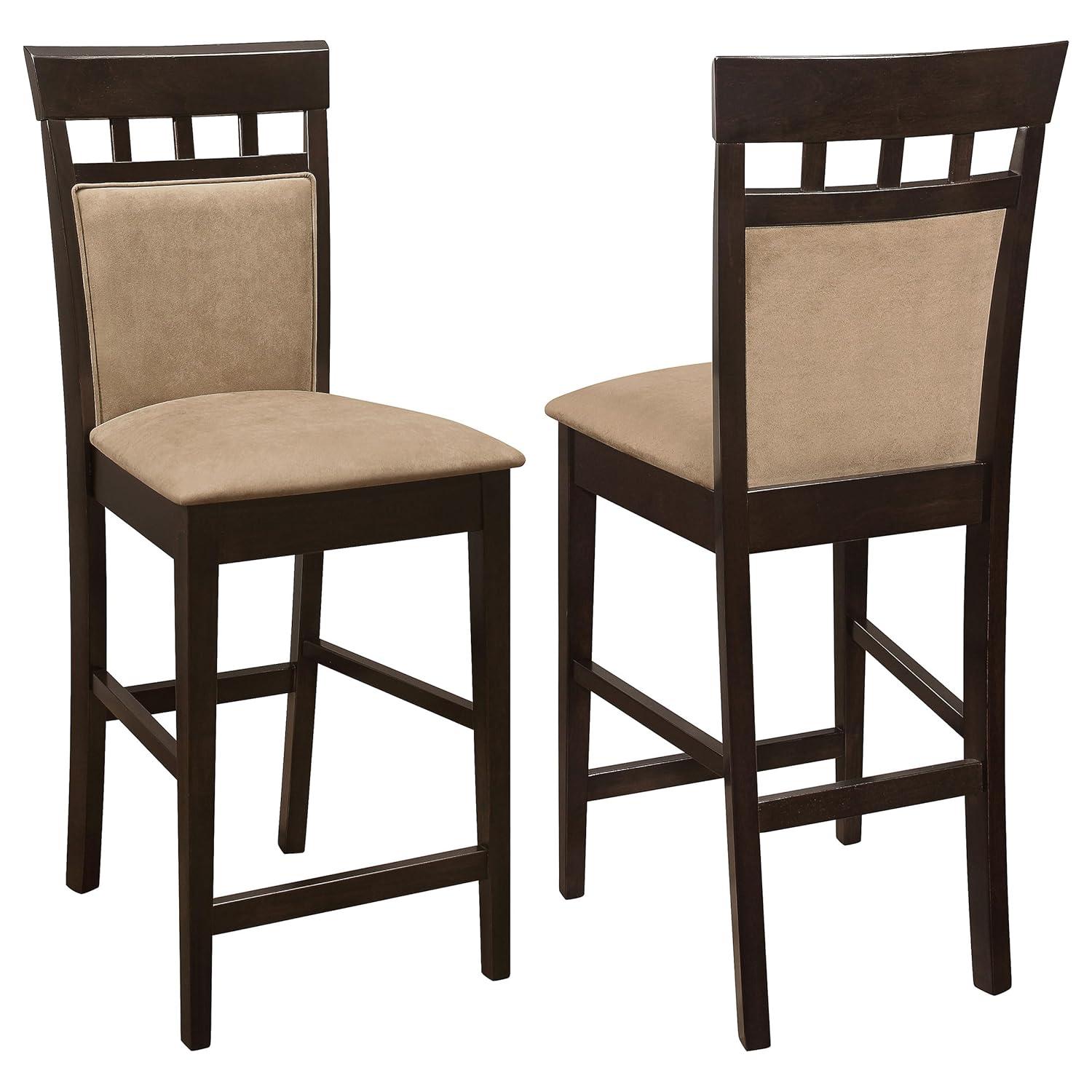 Coaster Upholstered Microfiber Counter Height Stools in Tan