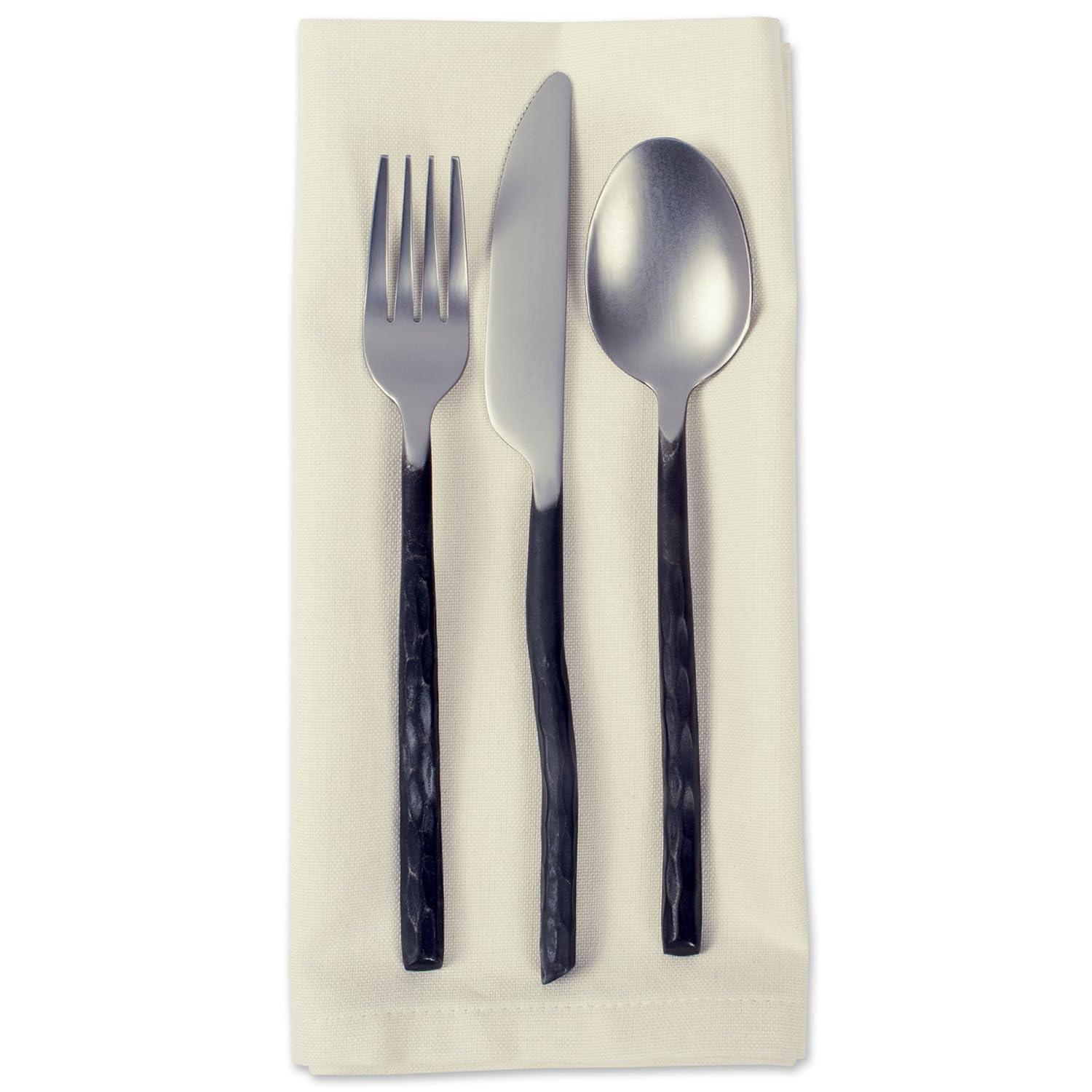 Natural Cotton Square Woven Napkin Set, 20x20 Inch, 6 Count
