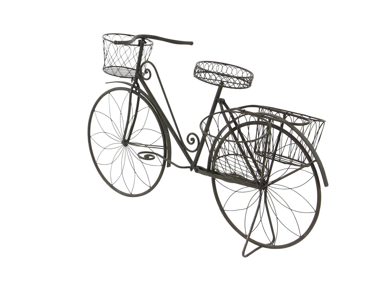 DecMode Vintage Turquoise/Red 3 Tier Bicycle Inspired Metal Plantstand, 54"W x 32"H