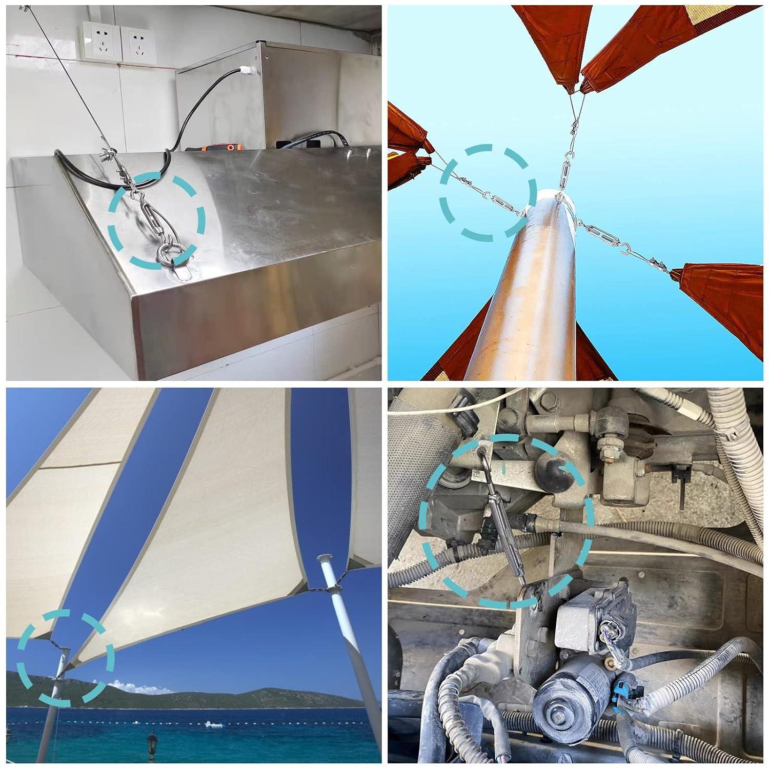 FZENeast Shade Sail Hardware Kit, 5 Inch Super Heavy Duty 304 Marine Grade Stainless Steel Sun Shade Hardware Kit for Triangle/Rectangle/Square Sun Shade Sails Installation (40 PCS)