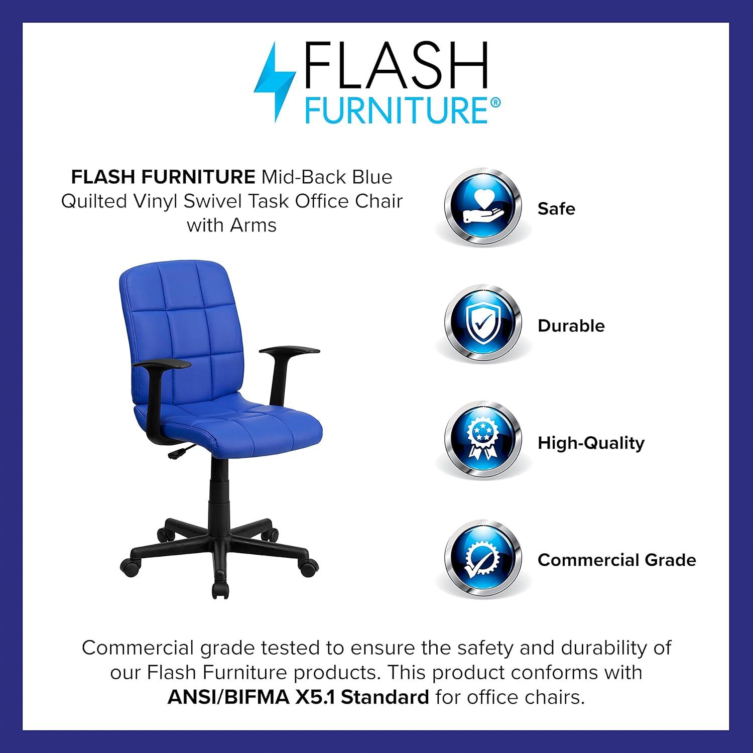 ColorLife Bonavant Mid-Back Quilted Vinyl Swivel Task Office Chair