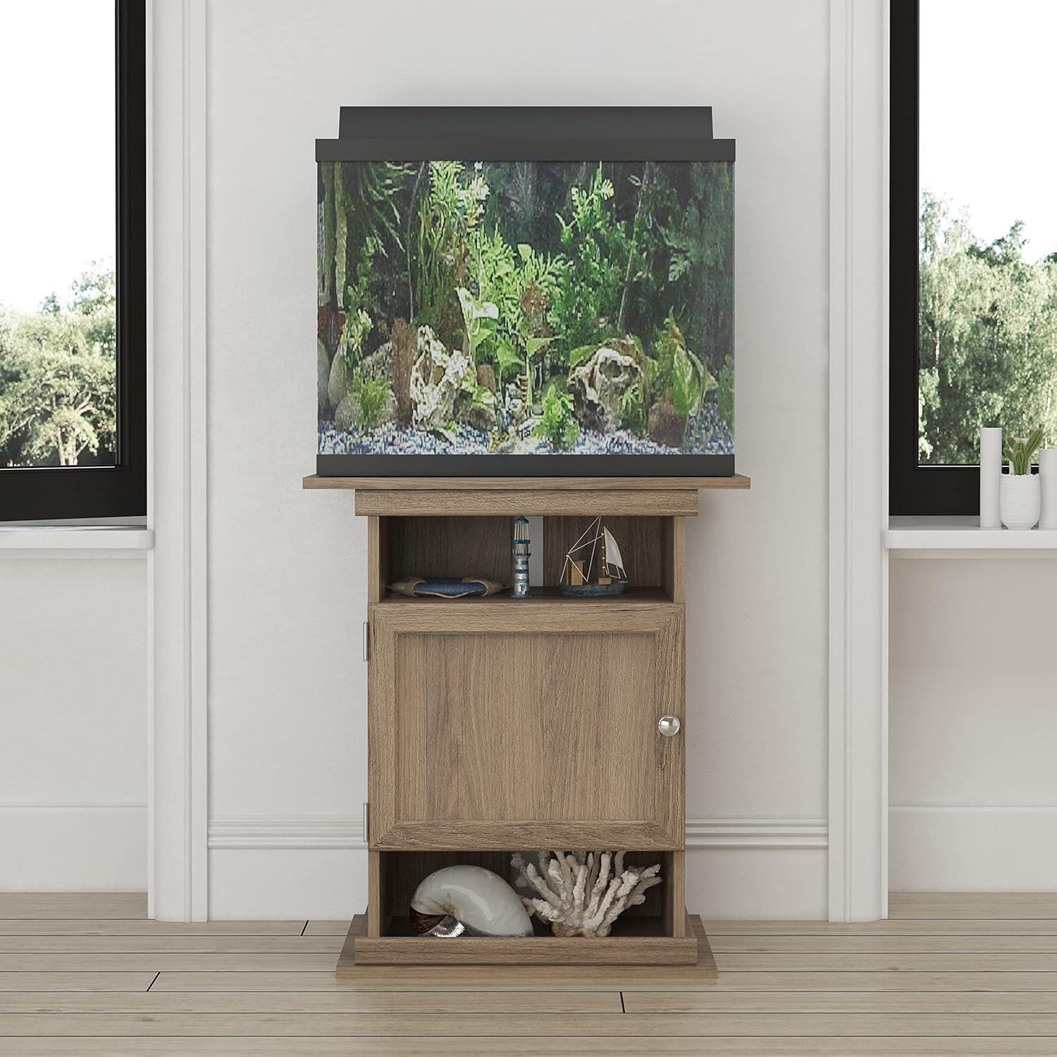 Rustic Oak Laminated Metal Aquarium Cabinet Stand