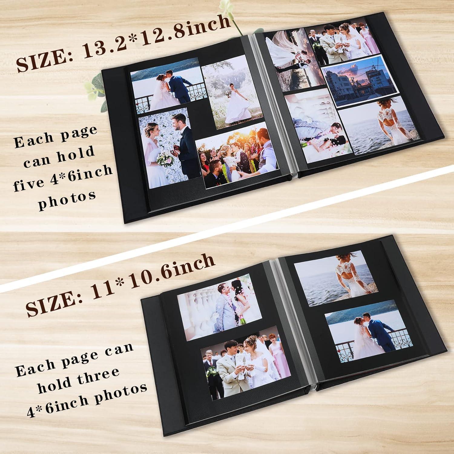 Spbapr Large Photo Album Self Adhesive Linen Cover Magnetic Scrapbook Album DIY Scrap Book 40 Black Sticky Pages for 3x5 4x6 5x7 8x10 Pictures with A Metal Pen