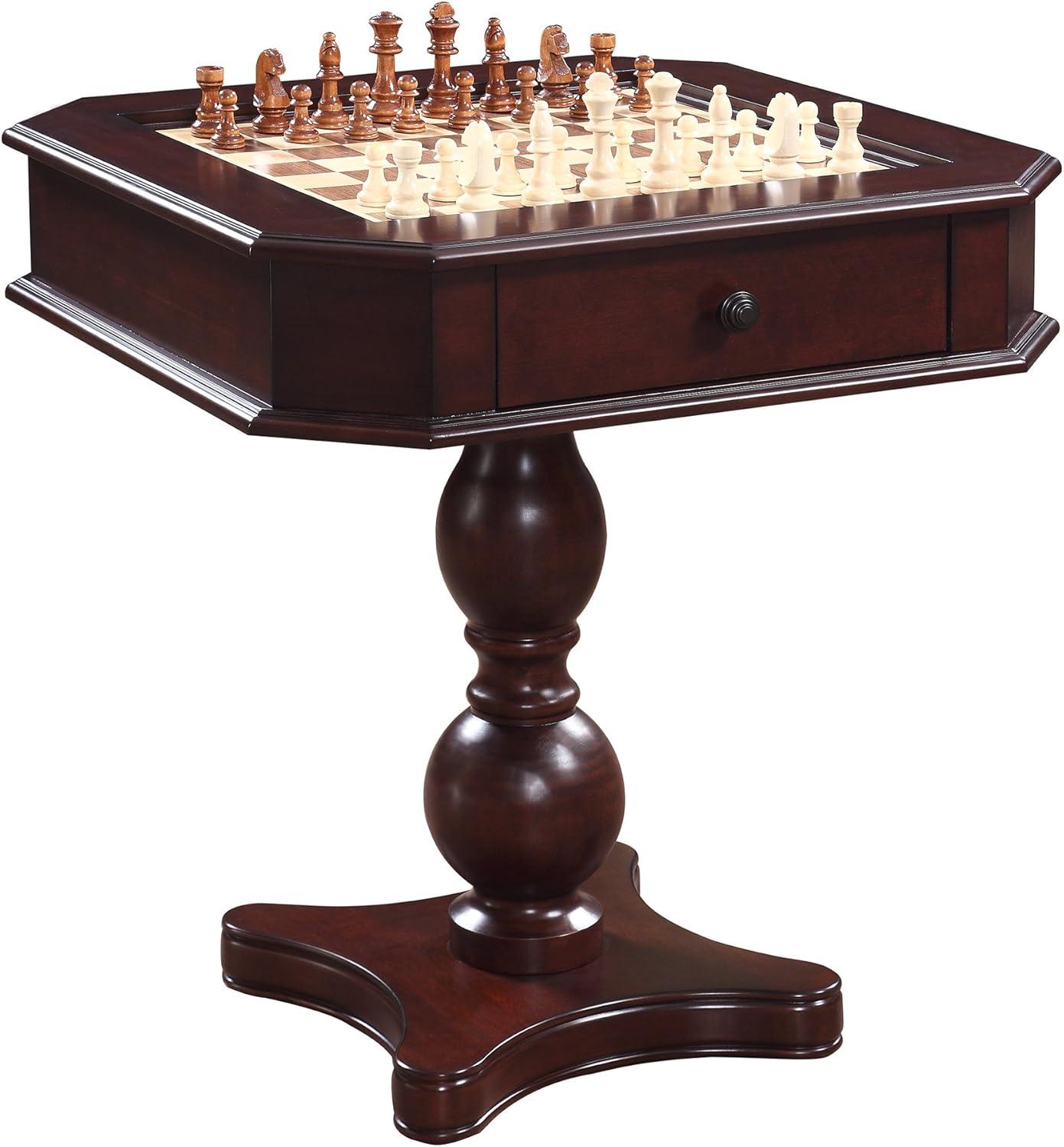 Bluewave Fortress Chess, Checkers & Backgammon Pedestal Game Table & Chairs Set - Mahogany