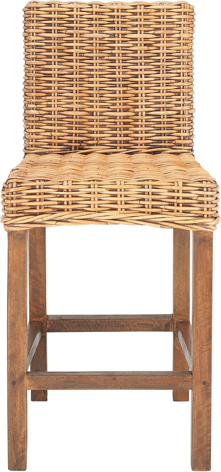 Tobie Rattan Counter Stool - White Washed - Safavieh
