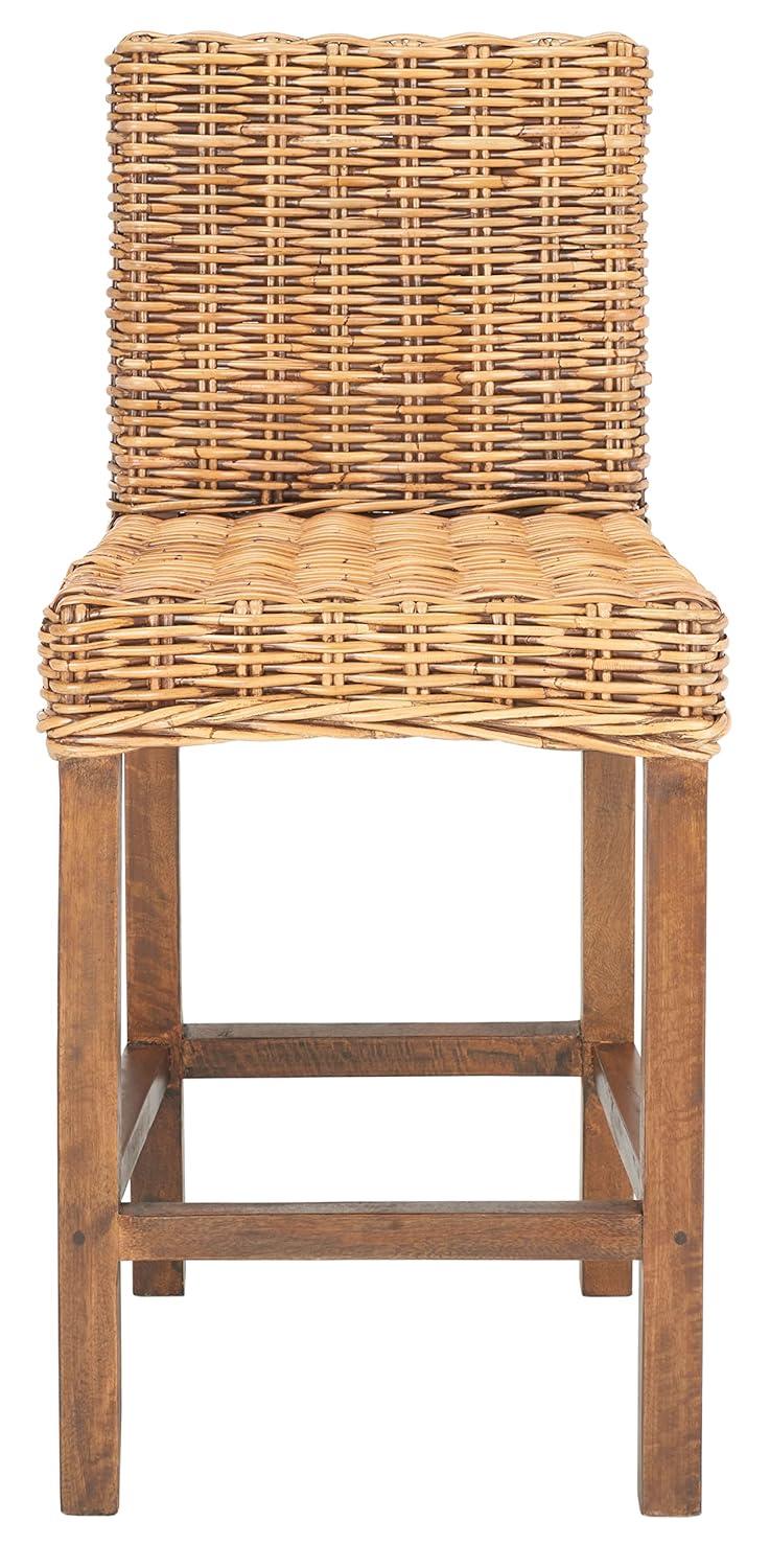 Tobie Rattan Counter Stool - White Washed - Safavieh