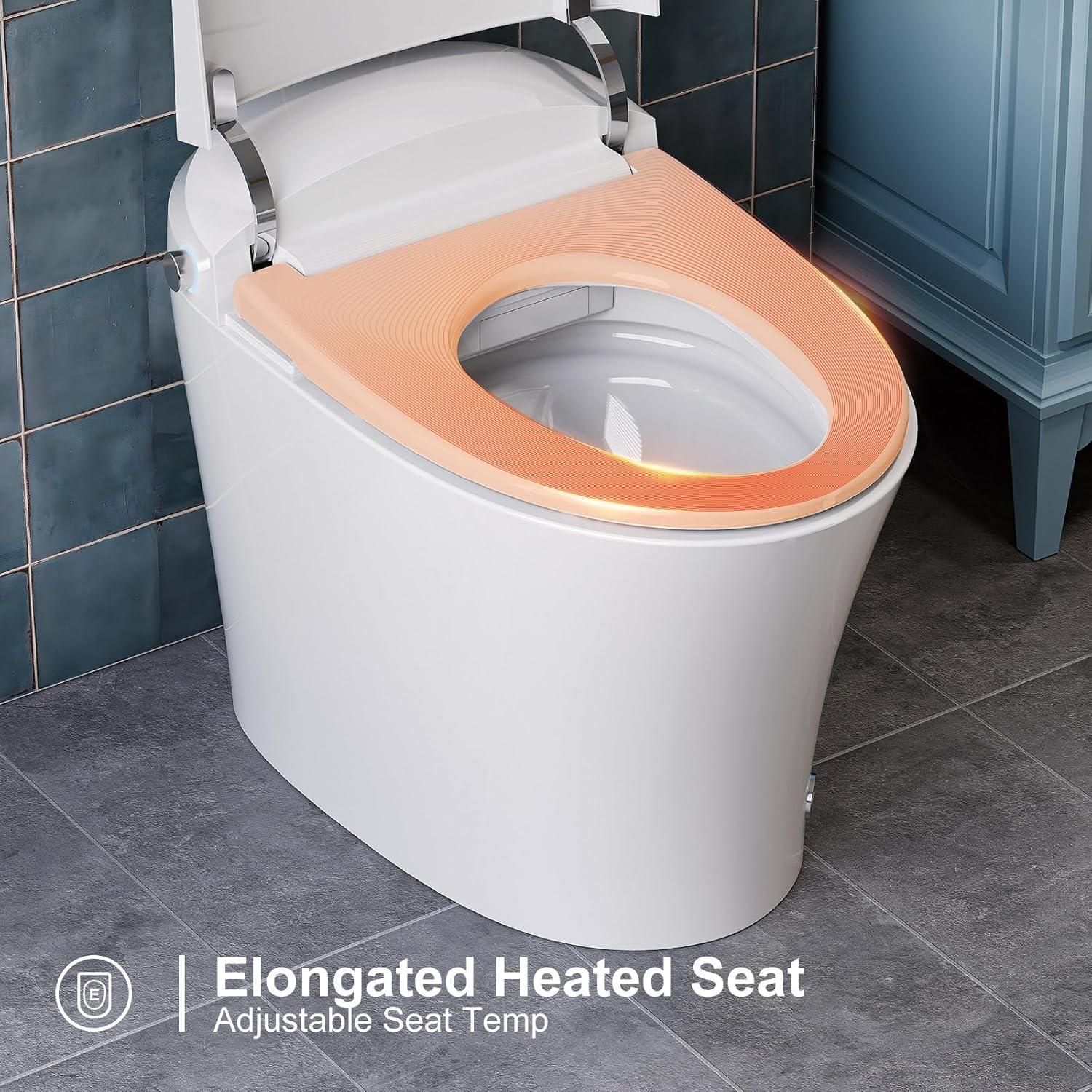 HOROW Smart Toilet with Heated Bidet, Tankless Toilet with Dual Flush 1/1.27 GPF,  Floor Mounted HR-T16S